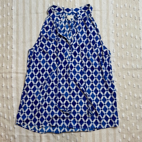 Mud Pie blue/cobalt and white flowy sleeveless blouse size small - Picture 2 of 11